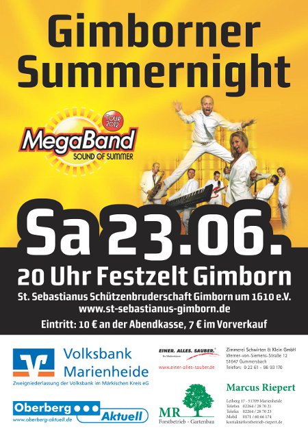 Die "MegaBand" wird am Schützenfest-Samstag das Zelt in Gimborn rocken.