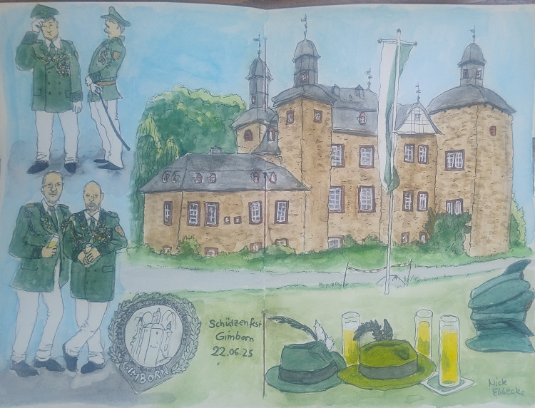 Szenen vom diesjährigen Schützenfest, festgehalten von Nick Ebbecke aus Köln. Im Original hat das Bild eine Größe von 15 cm x 25 cm.